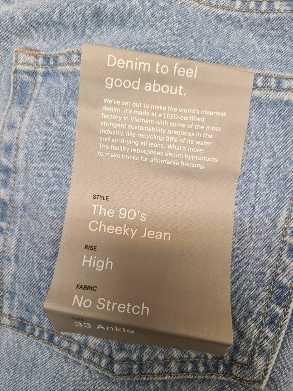 Everlane Womens 90s Cheeky Jeans Size 33 High Rise Straight Organic - Picture 10 of 12